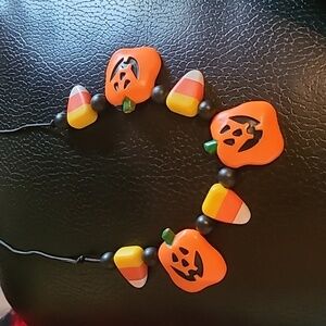 Vintage 1988 HALLMARK Halloween NECKLACE Pumpkin Candy Corn